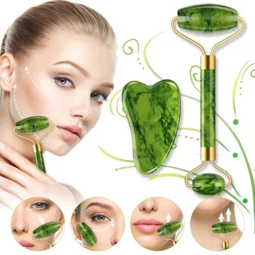 Natural Jade Stone Roller Gua Sha Massage Tool Set